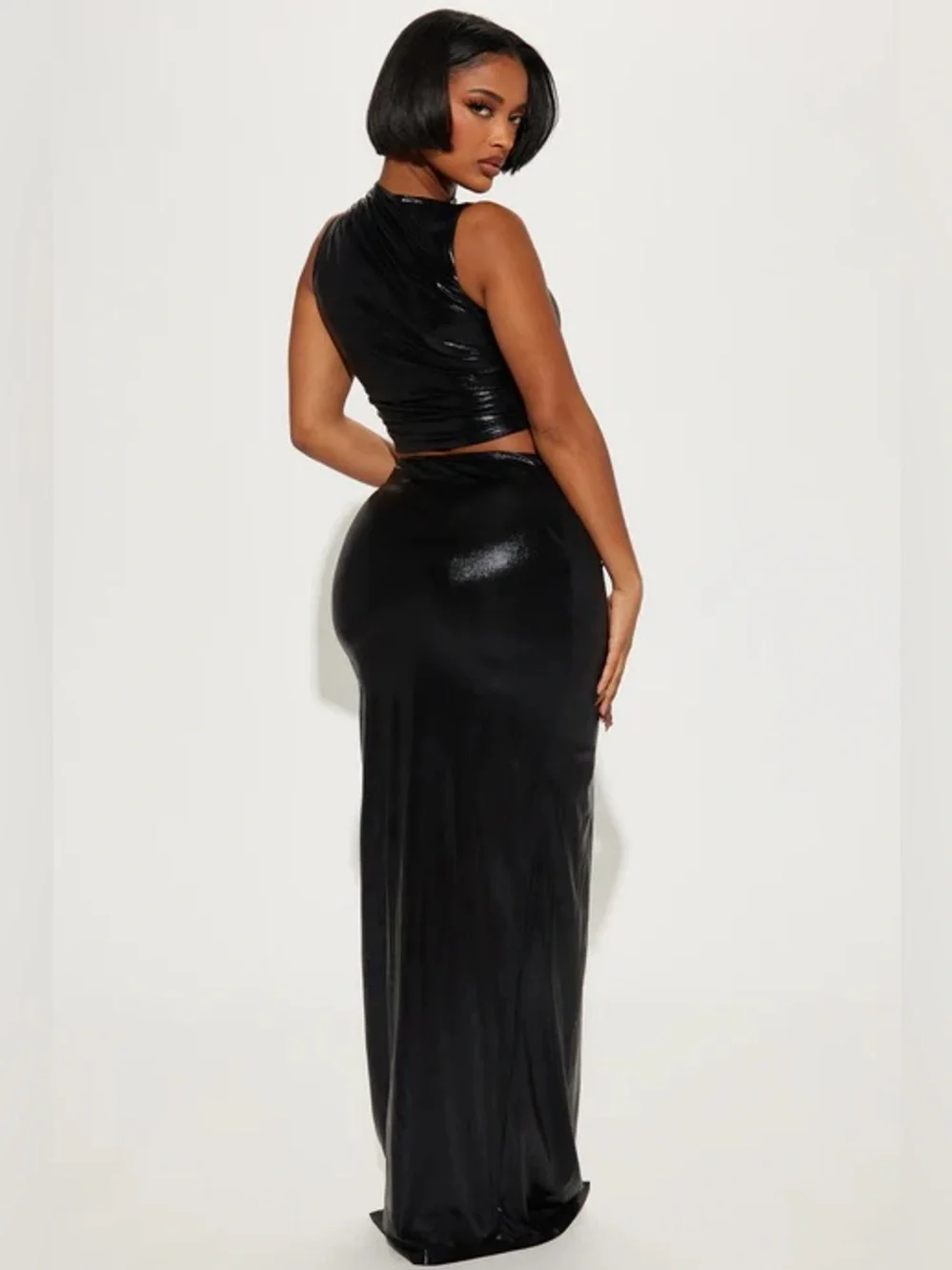 Metallic Moves Black Skirt and Top Set Size S Small Fashion Nova Party Club Hot